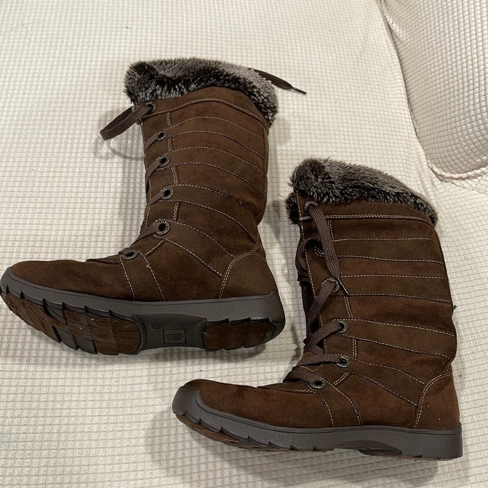 Women’s Brown Faux-Fur Suede Winter Boots